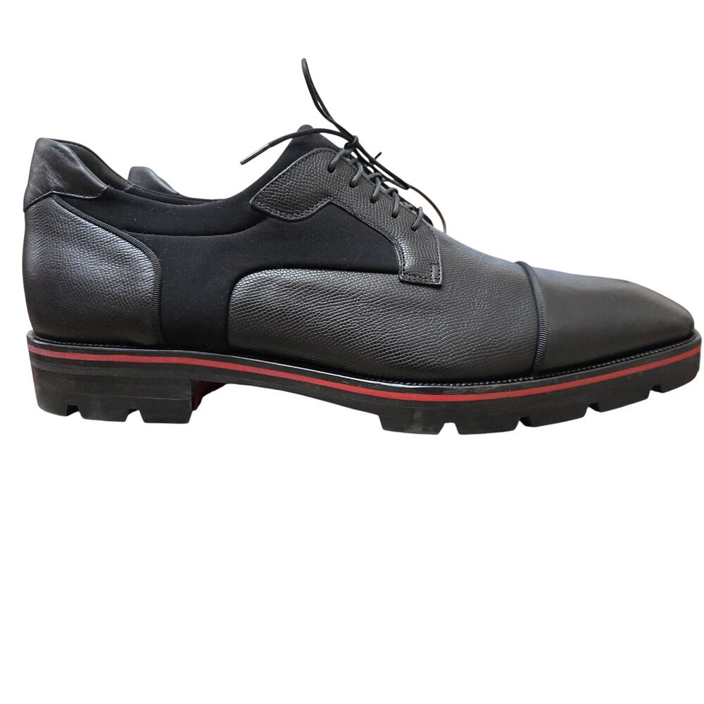 Christian Louboutin Men Mika Sky Derby Luxury Cap Toe Shoes Black EU46 US13